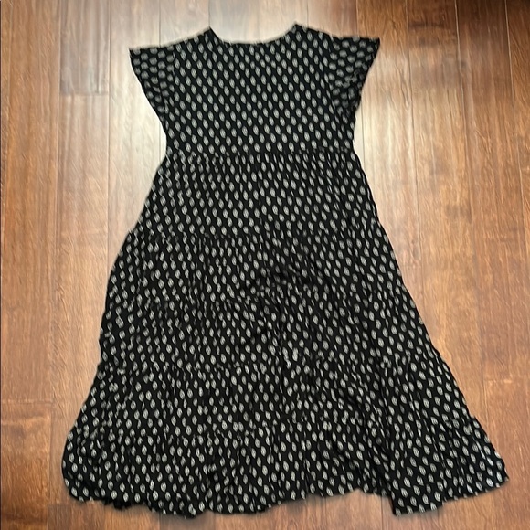 Patrons of Peace Midi Boho Tiered Black and White Paisley Sundress, Size Medium - Picture 11 of 16
